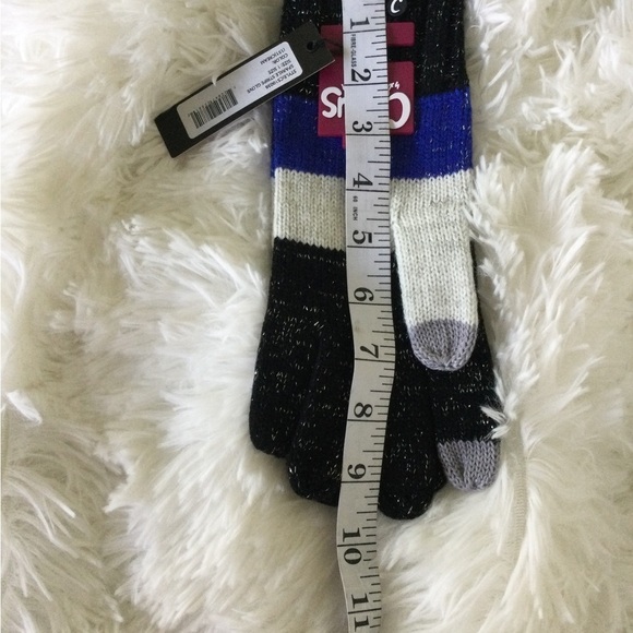 Circus By Sam Edelman Woman’s sparkle Stripe Gloves blue black white - Picture 3 of 10